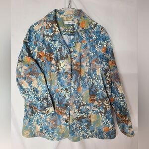 Columbia Blue and Orange Blazer with Vibrant Pattern